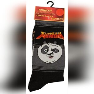 Dreamworks Mens Kung Fu Panda Black and Gray Crew Socks. New!